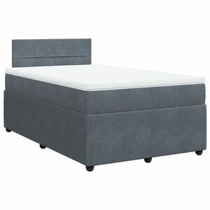vidaXL sötétszürke bársony rugós ágy matraccal 120x190 cm kép