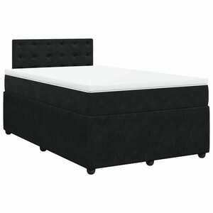 vidaXL fekete bársony rugós ágy matraccal 120x190 cm kép