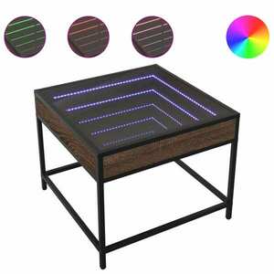 vidaXL barna tölgy végtelen hatású LED-es dohányzóasztal 50x50x41 cm kép