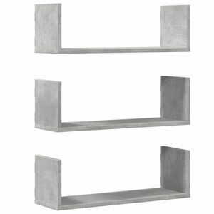 vidaXL 3 db betonszürke szerelt fa fali polc 58 x 18 x 18 cm kép