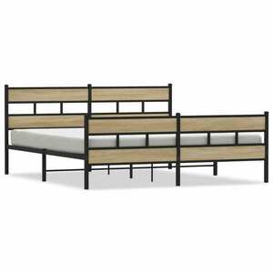vidaXL sonoma tölgy színű fém ágykeret matrac nélkül 180 x 200 cm kép
