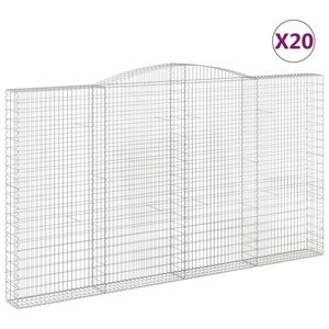 vidaXL 20 db íves horganyzott vas gabion kosár 400x30x220/240 cm kép