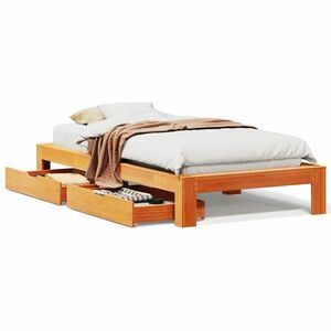 vidaXL viaszbarna tömör fenyőfa ágy matrac nélkül 90 x 190 cm kép
