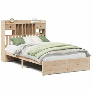 vidaXL tömör fenyőfa könyvespolcos ágy matrac nélkül 120 x 190 cm kép