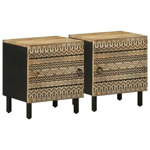 vidaXL 2 db fekete tömör mangófa éjjeliszekrények 40 x 33, 5 x 46 cm kép