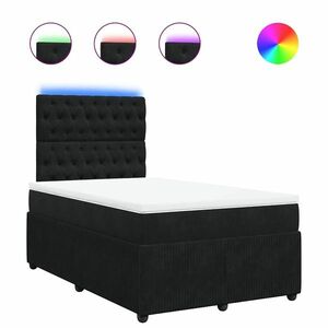 vidaXL fekete bársony rugós ágy matraccal 120x190 cm kép