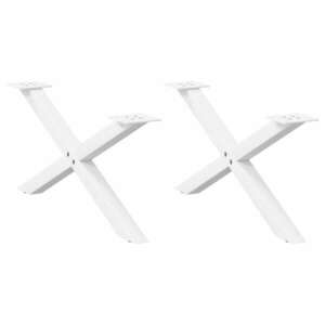 vidaXL 2 db acél fehér dohányzóasztal lábak X-alakú 70x(30-31) cm kép