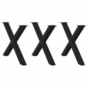 vidaXL 3 db fekete acél étkezőasztal lábak X-alakú 90x(72-73) cm kép