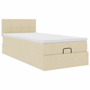 vidaXL Ottomán ágy matraccal krém 90x200 cm szövet kép