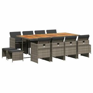 13 részes szürke polyrattan kerti ülőgarnitúra párnákkal kép