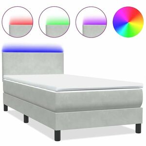 vidaXL világosszürke bársony rugós ágy matraccal 100x220 cm kép