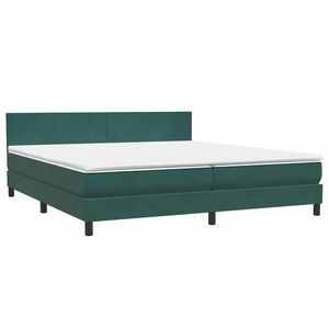 vidaXL sötétzöld bársony rugós ágy matraccal 180x220 cm kép