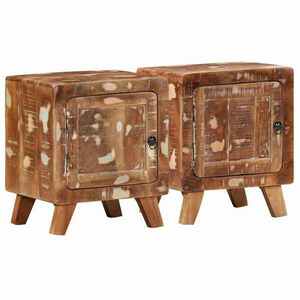 vidaXL éjjeliszekrény 2 db 40x32x46 cm tömör újrahasznosított fa kép