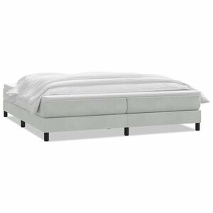vidaXL világosszürke bársony rugós ágy matraccal 180x210 cm kép