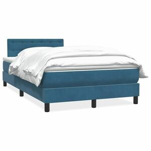vidaXL sötétkék bársony rugós ágy matraccal 120x210 cm kép