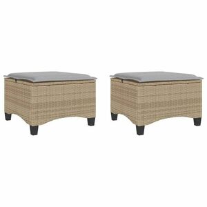 vidaXL 2 db bézs polirattan kerti székek párnákkal 55x55x36 cm kép