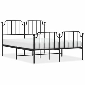 Fekete fém ágykeret fej- és lábtámlával 140 x 190 cm kép