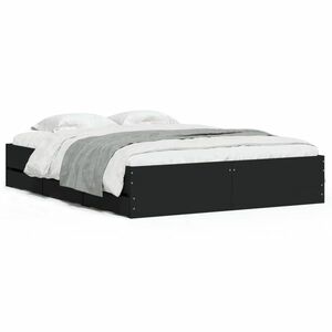 vidaXL fekete szerelt fa ágykeret fiókokkal 140x200 cm kép