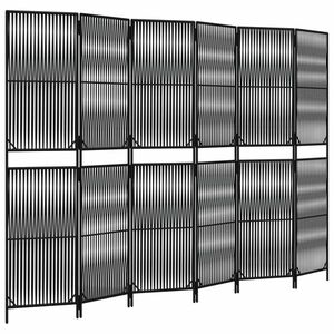 vidaXL fekete 6-paneles polyrattan térelválasztó kép