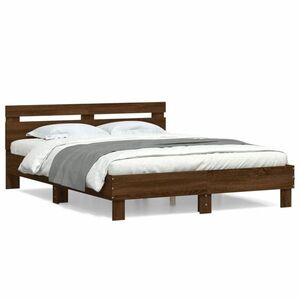 vidaXL barna tölgy színű szerelt fa ágykeret fejtámlával 140x190 cm kép