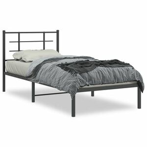 Fekete fém ágykeret fejtámlával 90 x 190 cm kép