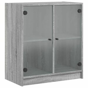 vidaXL szürke sonoma színű kisszekrény üvegajtókkal 68 x 37 x 75, 5 cm kép