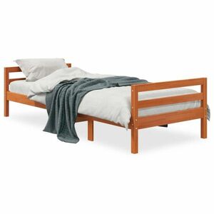 vidaXL viaszbarna tömör fenyőfa ágy matrac nélkül 75 x 190 cm kép
