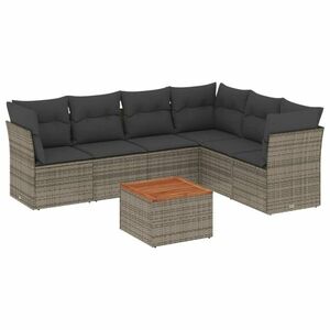 vidaXL 7 részes szürke polyrattan kerti ülőgarnitúra párnákkal kép