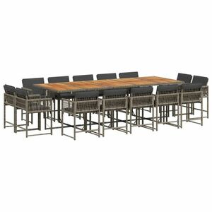 vidaXL 15 részes szürke polyrattan kerti étkezőgarnitúra párnákkal kép