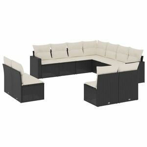 vidaXL 11 részes fekete polyrattan kerti ülőgarnitúra párnákkal kép