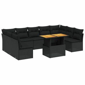 vidaXL 10 részes fekete polyrattan kerti ülőgarnitúra párnákkal kép