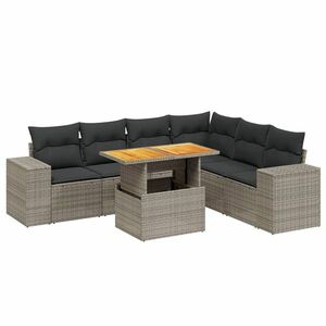 vidaXL 7 részes szürke polyrattan kerti ülőgarnitúra párnákkal kép