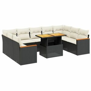 vidaXL 10 részes fekete polyrattan kerti ülőgarnitúra párnákkal kép