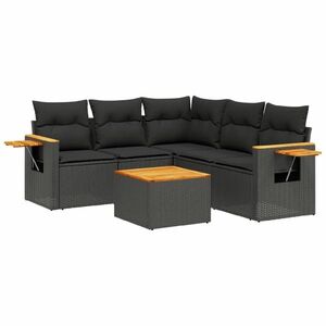 vidaXL 6 részes fekete polyrattan kerti ülőgarnitúra párnákkal kép