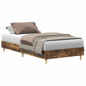 vidaXL füstös tölgy színű szerelt fa ágykeret matrac nélkül 90x200 cm kép