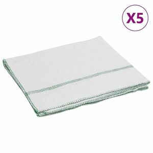 vidaXL 5 db fehér tisztító kendők zöld csíkokkal 50 x 60 cm kép