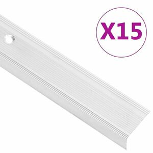 vidaXL 15 db ezüstszínű L-alakú alumínium lépcsőélvédő 90 cm kép