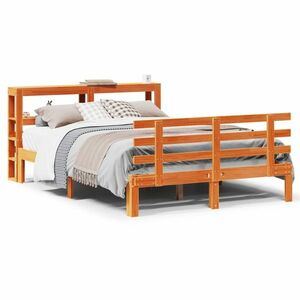 vidaXL viaszbarna tömör fenyőfa ágykeret fejtámlával 140 x 190 cm kép
