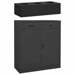 vidaXL antracitszürke acél irodai szekrény ültetőládával 90x40x125 cm kép