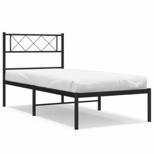 vidaXL fekete fém ágykeret fejtámlával 75 x 190 cm kép