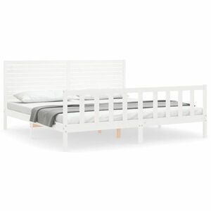 vidaXL fehér tömör fenyőfa ágy matrac nélkül 200 x 200 cm kép