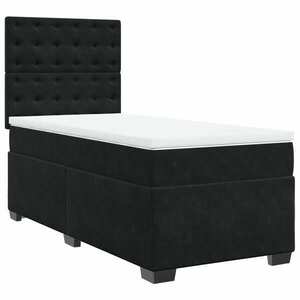 vidaXL fekete bársony rugós ágy matraccal 80 x 200 cm kép
