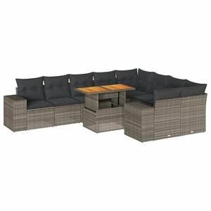 vidaXL 10 részes szürke polyrattan akácfa kerti ülőgarnitúra párnákkal kép