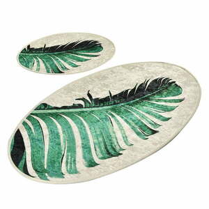 Zöld-bézs fürdőszobai kilépő szett 2 db-os 60x100 cm Floret – Foutastic kép