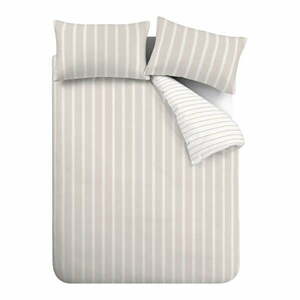 Bézs kétszemélyes hosszabbított pamut ágyneműhuzat 230x220 cm Ashford Stripe – Bianca kép