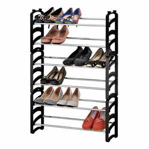 Fekete-ezüstszínű cipőtartó állvány 61, 5x94, 5x18 cm Malabo – Household Pleasure kép