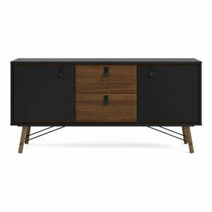 Fekete komód diófa dekorral 150x72x40 cm Ry – Tvilum kép