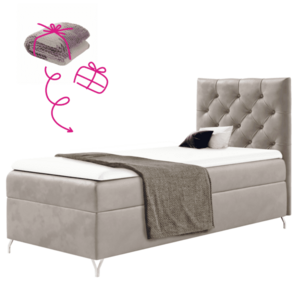 Boxspring ágy, 90x200, szürkésbézs Taupe Velvet szövet, jobbos, , GULIETTE + ajándék kép