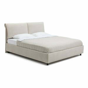 Bézs kárpitozott ágyneműtartós franciaágy ágyráccsal 160x200 cm Myra Pillow – Bonami Selection kép