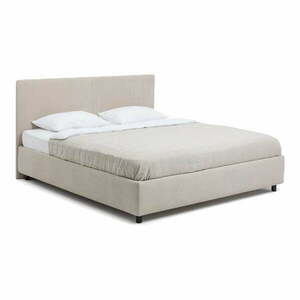 Bézs kárpitozott ágyneműtartós franciaágy ágyráccsal 160x200 cm Myra Slim Line – Bonami Selection kép